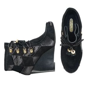 Patchwork Wedge Booties